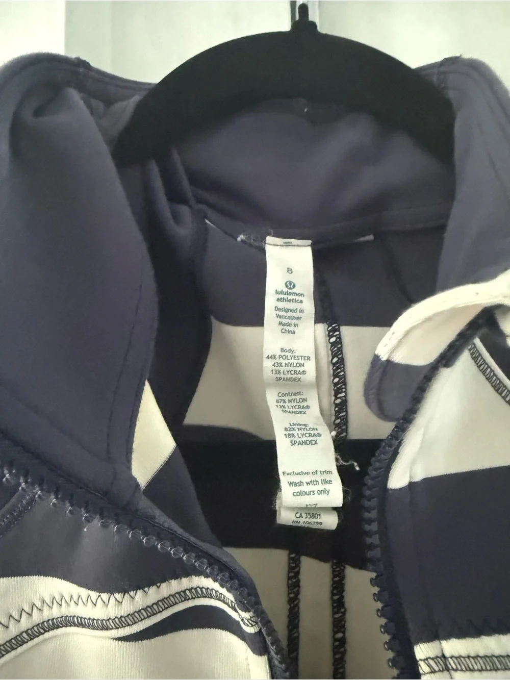 lululemon athletica navy and white striped zip-front jacket - Picture 3 of 4